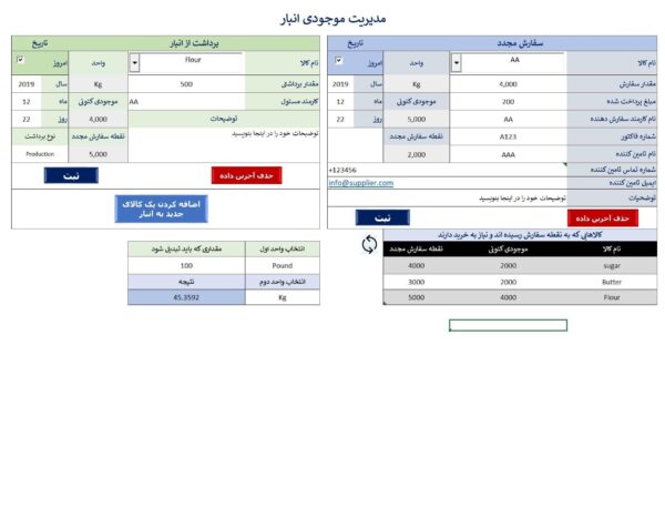 نرم افزار مدیریت انبار و مصرف مواد اولیه